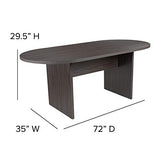 Flash Furniture Lake 5 Piece Rustic Gray Oval Conference Table Set with 4 Black LeatherSoft-Padded Task Chairs Flash Furniture