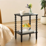 Fultyle Black Side Table, Small End Table with 2-Tier Shelf, Vintage Night Stand with Storage for Bedroom Living Room, Small Spaces (Black) Fultyle