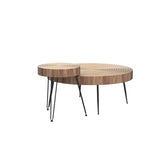 RUSTOWN Farmhouse Round Coffee Table Set of 2, Cocktail Table Set, Modern Circle Natural Wood Finsh Side and End Table Sets for Living Room(Helical, Natural) RUSTOWN