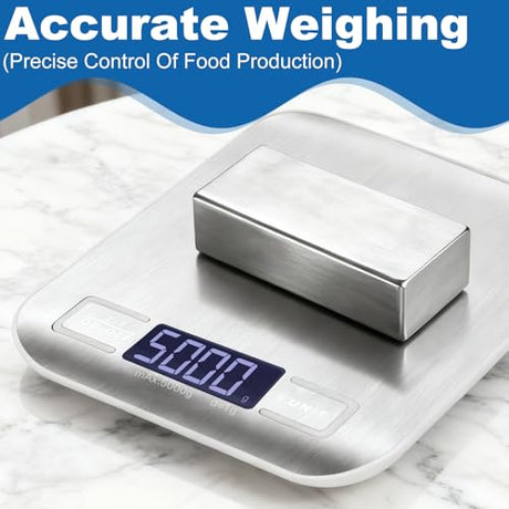 Girwu Food Scale, Digital Kitchen Scale with 1g Accuracy, 11lb/22lb Capacity & Backlit LCD, Stainless Steel Tare Scale for Baking, Cooking and Meal Prep, 5.5x7x0.6 Inches (Batteries Included) Girwu