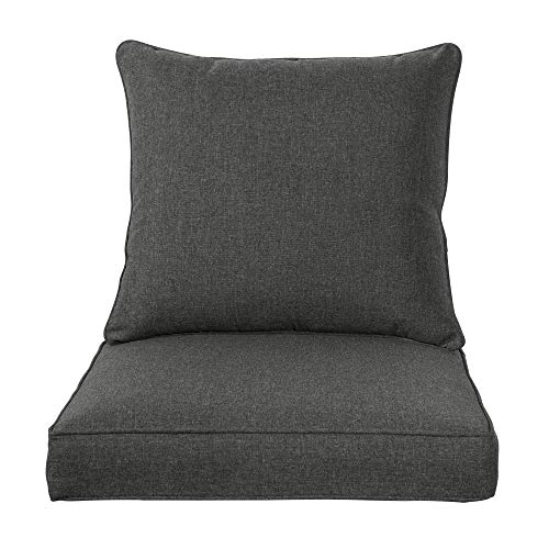 QILLOWAY Polyester Outdoor Chair Cushion Set,Outdoor Cushions for Patio Furniture, All Weather.Charcoal Grey/Black QILLOWAY