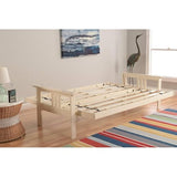 HomeStock Full Size Futon Frame with Mattress - Convertible Sofa Bed - Antique White Linen Aqua/Without Storage Drawers HomeStock