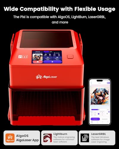 AlgoLaser 5W Laser Engraver Machine: Portable & Smart with 3.5" Touch Screen, Hand Drawing/Wireless/SD Card/Offline Engraving, AlgoOS Self Developed System for Wood, Acrylic, Leather AlgoLaser