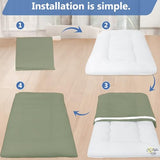 Cottington Lane Traditional Japanese Shikibuton Futon Cover, King Size Premium Cotton Zippered Floor Mattress Slipcover, Soft Durable, Ideal for Dorm Rooms, Guest Rooms, Sage Cottington Lane