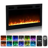 ROVSUN 30'' Electric Fireplace, 2-in-1 Ultra-Thin Wall Mounted & Recessed Fireplace with WiFi & Remote Control & Touch Screen, 1500W Wall Heater with 12 Realistic Flame Color, Timer & Crystal ROVSUN