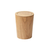 MOOTEK Round Wood Trash Can with Lid, Japanese-Style Natural Wood Garbage Recycling Bin, Wood Waste Bin with Swing Lid, for Bathrooms, Powder Room, Kitchen, Home Office MOOTEK