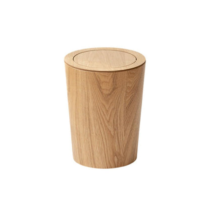 MOOTEK Round Wood Trash Can with Lid, Japanese-Style Natural Wood Garbage Recycling Bin, Wood Waste Bin with Swing Lid, for Bathrooms, Powder Room, Kitchen, Home Office - WoodArtSupply