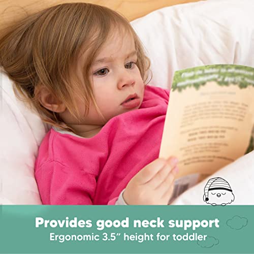 Toddler Pillow with Pillowcase - 13x18 My Little Dreamy Kids Travel Bed Pillows for Sleeping, Organic Cotton Small Pillowcase, Soft & Breathable, Machine Washable, Toddlers 2-5 Years Old (Soft White) KeaBabies