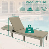 YITAHOME Patio Chaise Lounge Set of 2, Outdoor Chaise Lounge with Cushion & Adjustable Backrest for Backyard, Poolside, Lawn, Waterproof & Easy Assembly (Taupe)