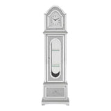 Acme Noralie Wood Frame Grandfather Clock with LED in Mirrored and Faux Diamonds Acme