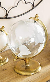 Deco 79 Aluminum Metal Educational/Geographic Earth Globe Decorative World Globe with Flat Base, Desk Globe 9" x 8" x 12", White Deco 79