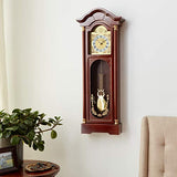 Bedford Clock Collection Antique Cherry Oak Finish Chiming Wall Clock with Roman Numerals, 33.25" L Bedford Clock Collection