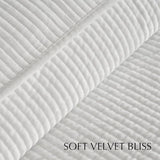 EVERGRACE Velvet Quilt Set King Size, Luxurious Soft Quilted Bedding Sets, Lightweight Velvet Comforter for All Season, Striped Channel Bedspread Coverlet with 2 Shams, Bright White EVERGRACE