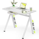 WALKINGDESK Standing Desk, 4-Leg Pneumatic Adjustable Desk for Walking Pad Treadmill - Stable No Wobble Fixed Frame, 32” Computer Desk with Fabric Drawer for Home Office, Gaming Desk, White WALKINGDESK