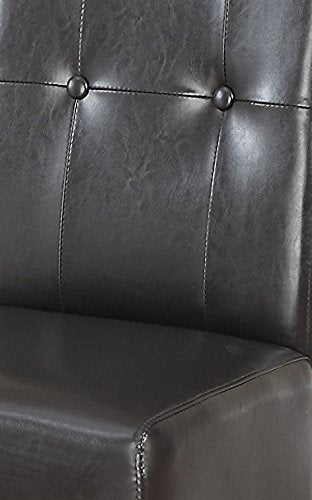 SIMPLIHOME Cosmopolitan Parson Dining Chair (Set of 2), Tanners Brown Faux Leather and SOLID WOOD, Square, Upholstered, For the Dining Room, Contemporary Modern SIMPLIHOME