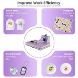 TLSols Heat Press 16x24 in, Manual Heat Press Machine for T Shirts, Swing Away T Shirt Pressing Machine for Garments Bag Textile Curtain Mousepad, with Slide-Out Base, Purple TLSols