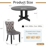 Henf 5 Piece Round Extendable Dining Table Set for 4, 43"-59" Wood Oval Expanding Kitchen Table with 4 Chairs, Space Saving Extendable Dining Room Tables with Pedestal Base (Black & Gray) Henf