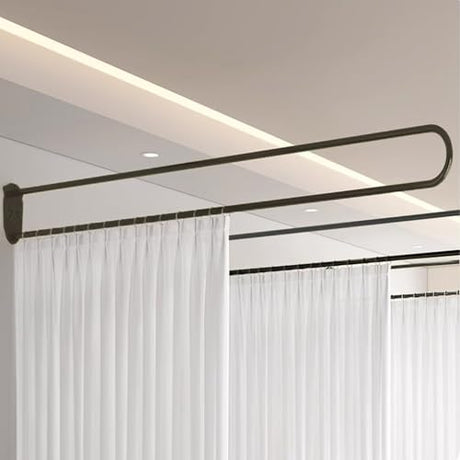 Hanging Room Divider Curtain Rod U Shaped Wall Divider for Privacy Separation Modern Room Separator Curtain Track Metal Space Divider for Bedroom, Fitting Room and Beauty Salon Privacy (Black) Generic