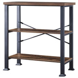 HOMBAZAAR 3-Tier Vintage Industrial Bookshelf - Rustic Wood and Metal Free Standing Storage Bookcase in Brown HOMBAZAAR