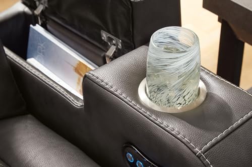 Signature Design by Ashley Fyne-Dyme Contemporary Power Reclining Sofa with USB Charging Ports and Adjustable Headrest, Brown Signature Design by Ashley