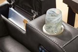 Signature Design by Ashley Fyne-Dyme Contemporary Power Reclining Loveseat with Console, USB Charging Ports and Adjustable Headrest, Gray Signature Design by Ashley