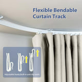 cbsroro Room Divider Ceiling Mounted Curtains Track Sets Extra Wide Blackout Curtain Flexible Tracks for Bedroom Privacy Partition Separator, 1 Panel Beige Drape and White Rail, W8.3 x H7ft cbsroro
