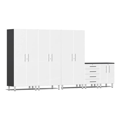 Ulti-Mate UG27050W 5-Piece Garage Cabinet System in Starfire White Metallic White, Grey - WoodArtSupply