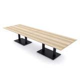 SKUTCHI DESIGNS INC. 10 Person Conference Table with Matte Black Bases | Modular Rectangular Table | Harmony Series | 10' | Blonde Surfside Ash SKUTCHI DESIGNS INC.