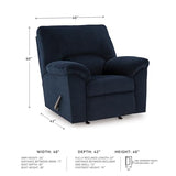 Signature Design by Ashley SimpleJoy Casual Rocker Recliner with Pillow-Top Armrest, Dark Blue