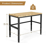 IRONMAX 48'' Adjustable Workbench, Heavy Duty Workstation with Oak Wood Table Top & Steel Frame, 2000 LBS Load Capacity Hardwood Worktable for Garage Home Office Generic