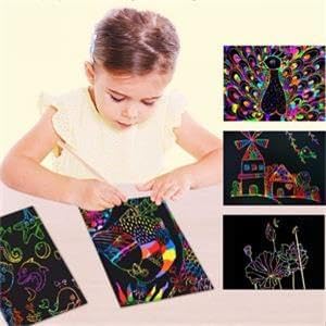 Cityrosy Scratch Art Paper Rainbow Sets 100 Pcs-Black Magic Scratch Off Craft Set for Kids Classroom Supplies Kits for Age 3-12 Kids Party Games Cityrosy