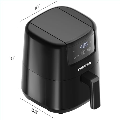 CHEFMAN 2 Qt Mini Air Fryer – Digital Space-Saving Compact Air Fryer with Nonstick and Dishwasher Safe Basket, Quick & Easy Meals in Minutes, Features Digital Timer and Shake Reminder – Black Chefman