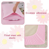 CotComf Toddler Bedding Set for Girls 4-Piece Pink Boho Tufted Daisy Flowers Toddler Comforter Sheets Set Bed-in-a-Bag Toddler Bedroom Set with Comforter, Flat Sheet, Fitted Sheet, Pillowcase CotComf