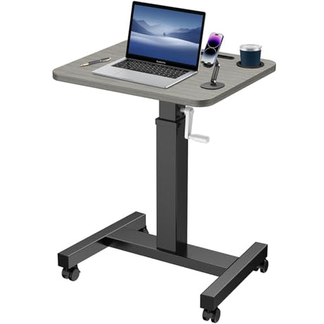 WNJQBY Mobile Standing Desk with Wheels, Elevating Table,Lift desks for Home Office,Rolling Portable Laptop Desk Height Adjustable, Mobile Computer Desk,Small Sit Stand Workstation（Black） WNJQBY
