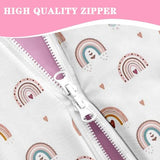 Nesker Zipper Bedding Full Rainbow Heart Zip Up Bedding Set for Girls and Kids, Pink Boho 3 Pcs Comforter Bed in a Bag with Fitted Sheet and 2 Pcs Pillowcases Nesker