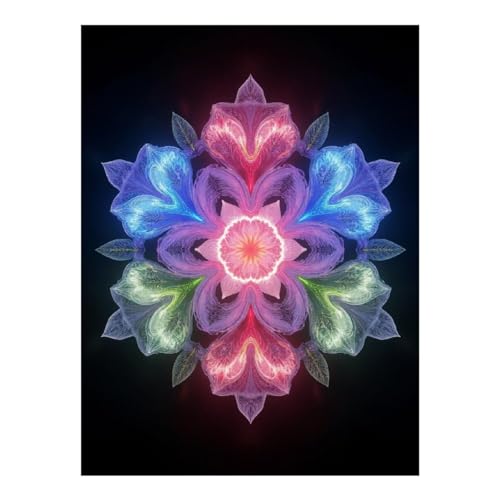 TZTTZT Diamond Art Kits for Adults - Kaleidoscope Floral Light Design Diamond Painting Kits for Adults Beginner, Frameless Diamond Painting Craft for Home Wall Decor TZTTZT
