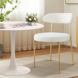 SoarTalent 3-Pieces 31.5" Round Dining Table Set for 2, White Dining Table & Boucle Upholstered Dining Chairs Set of 2 for Kitchen Dining Room Apartment Small Space(White-Gold Leg Chair) SoarTalent