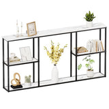 WOHOMO Console Table,Small Modern Entryway Table for Entry,3-Tier Long Sofa Table Behind Couch for Living Room,Entrance,White Marble(63 inch) WOHOMO