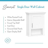 RiverRidge Somerset Single Door Wall Cabinet - Bathroom Medicine Cabinet with Inset Door, Coved Top Shelf, 2 Interior Shelves & Open Display Shelf – Elegant Bathroom Cabinet for Expanded Storage RiverRidge