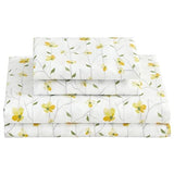 Softan Yellow Floral Bed Sheets Full Flower Printed Sheets - Patterned Microfiber Fitted Sheets Full with 15" Deep Pocket & Non-Slip Straps, Cute Flower Sheets & Pillowcase Set Softan