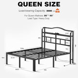 Queen Bed Frame 14 Inch Metal Bed Frame Queen Size with Headboard & Star Projector Lights & White Noise & Charging Station,Modern Design with Large Storage Space,No Box Spring Needed (14 Inch, Queen) RmagineX