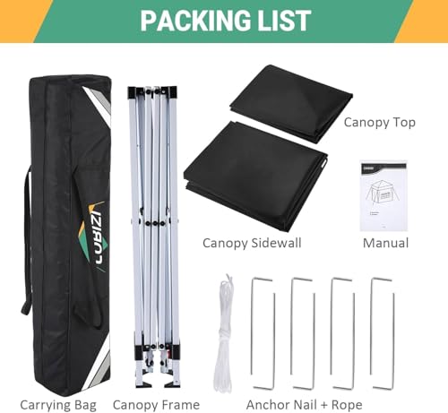 COBIZI 10x10 Pop Up Canopy Tent with 4 Sidewalls Party Tents Waterproof UPF 50+ Commercial Instant Outdoor Events Tent for Parties Markets Backyard, Ropes（10 x 10 ft Black COBIZI