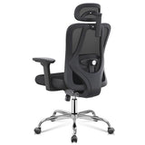 DEVAISE Ergonomic Mesh Office Chair with Adjustable 3D Headrest and Tilt Function, Big and Tall Reclining Comfy Home Computer Desk Chair with Lumbar Support and 3D Armrests, Black DEVAISE