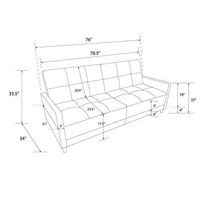 DHP Andora 76 Inch Futon Sofa Bed, Modern Upholstered Couch Sleeper with Button Tufted Back and Seat, Navy