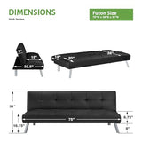 OSP Home Furnishings Kenneth Modern Button Tufted Convertible Click-Clack Futon Sofa Bed, Black Faux Leather with Chrome Legs OSP Home Furnishings