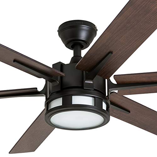 Honeywell Ceiling Fans Kaliza Modern 56 Inch Ceiling Fan with Light, Remote Control Fan, LED Indoor Fan with 6 Blades, Gray Oak and Light Oak Blade Finish Options, Bronze (51036-01) Honeywell Ceiling Fans