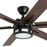 Honeywell Ceiling Fans Kaliza Modern 56 Inch Ceiling Fan with Light, Remote Control Fan, LED Indoor Fan with 6 Blades, Gray Oak and Light Oak Blade Finish Options, Bronze (51036-01) Honeywell Ceiling Fans