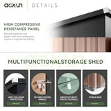 Aoxun 80 CU. FT Outdoor Storage Shed Waterproof Garden Metal Tool Shed, Brown Aoxun