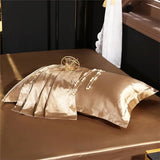 Natural Mulberry Silk-Blending Fabric Duvet Cover Set Satin Bedding Set Queen Size Silky Quilt Cover Set 3 AU Single Size 4 pcs#Set Suwequest