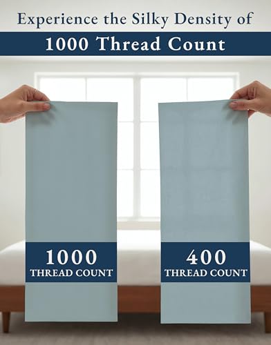 LANE LINEN 1000 Thread Count 100% Egyptian Cotton King Size Sheets – Silky Sateen Weave, Naturally Cooling & Durable, Ultra-Soft Luxury You Can Feel,15" Deep Pocket King Sheet Set – French Blue LANE LINEN